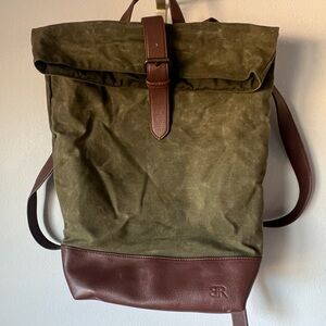 Banana Republic Olive and Brown Roll-Top Backpack